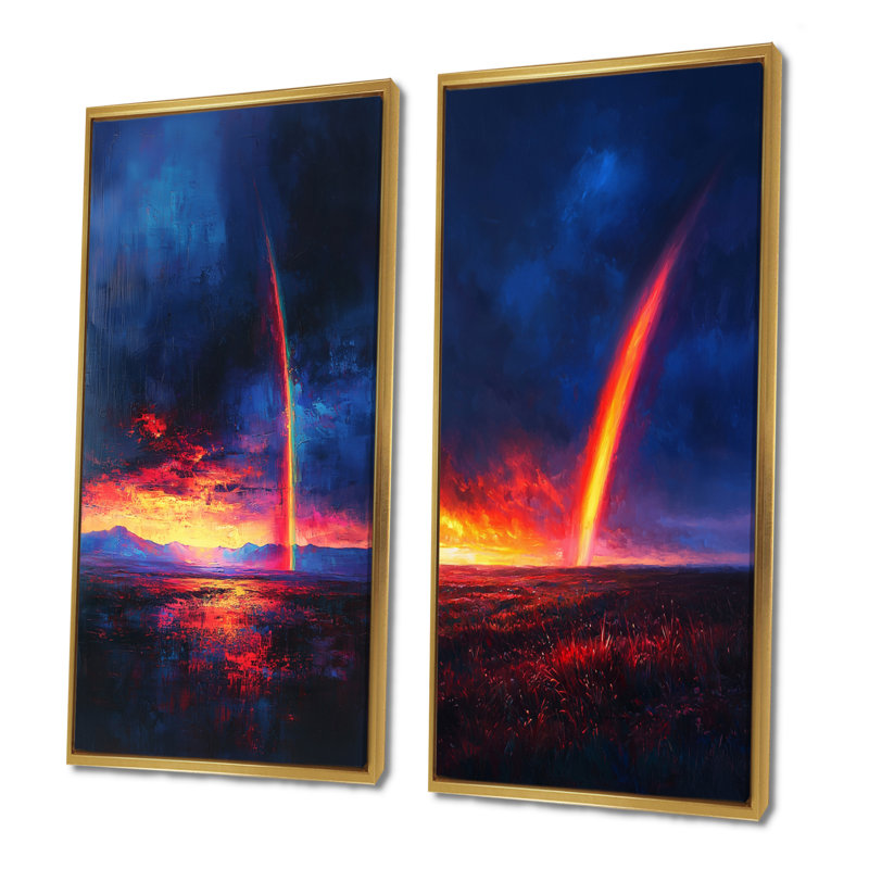 Rainbow After The Storm I - Collection d'art sur toile 2 pièces, H 40 po x l 41 po, Cadre flottant doré