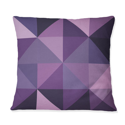 Coussin Mid-Century mauve à motif triangulaire III