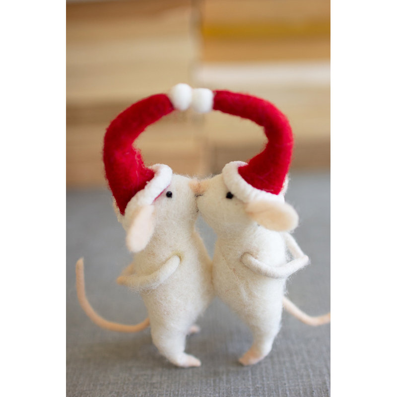  Ensemble de 2 ornements de Noël en feutre - Adorable paire de bisous