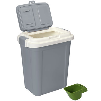Ashfield & Harkness: Contenant de nourriture pour animaux Airtight - 23 pte, gris - Contient 20 lb, bac léger et doseur à mesurer, Chiens-Chats-Fournitures pour animaux