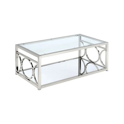 46.6" W Contemporary Coffee Table, Chrome