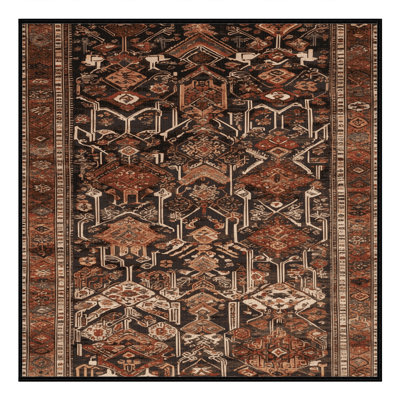 Tapis turc noir lavable à la machine