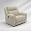 Fauteuil inclinable manuel de style transitionnel, fini beige, avec mousse haute densité, accoudoirs profilés et assise large pour un confort optimal dans votre salon.