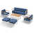 Coussin bleu / cadre blanc
