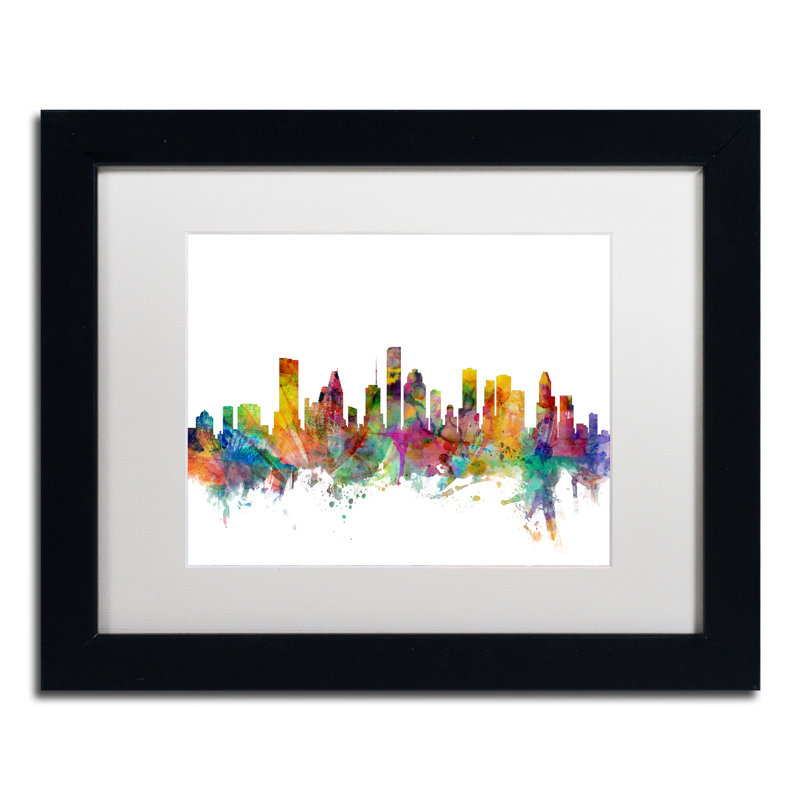 « houston texas », impression encadrée, H 11 po x l 14 po x P 0,5 po, Blanc