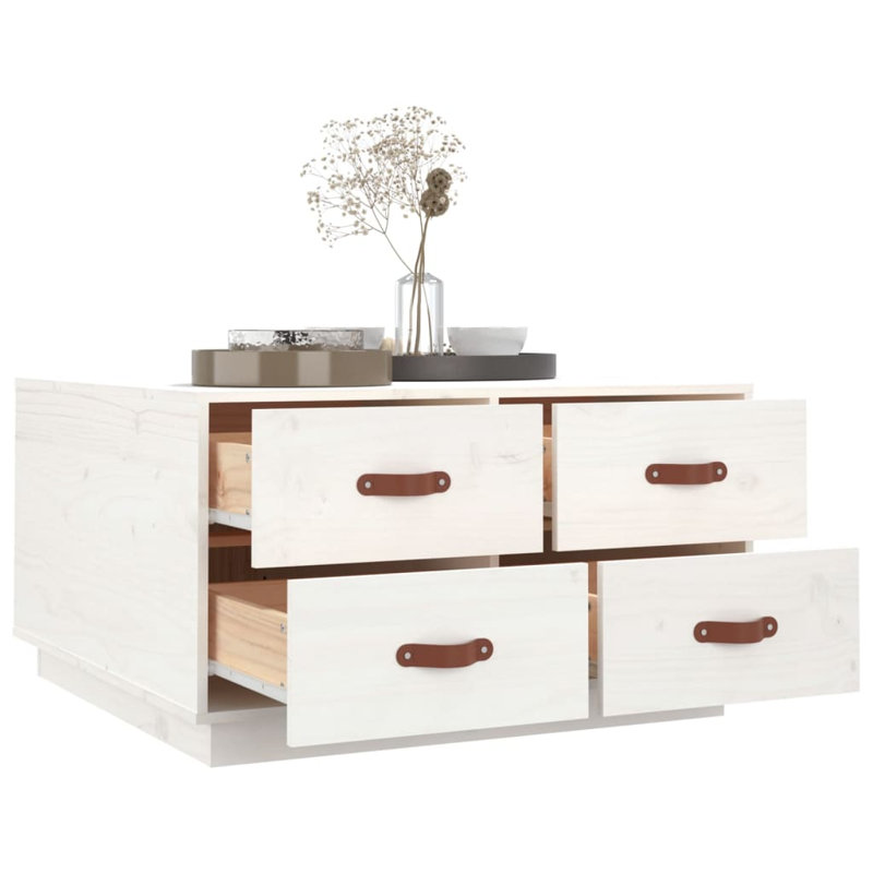 Labossiere Solid Wood Solid Coffee Table with Storage, White