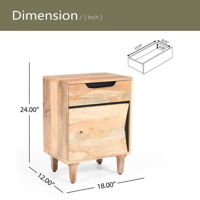 Table de chevet en bois naturel