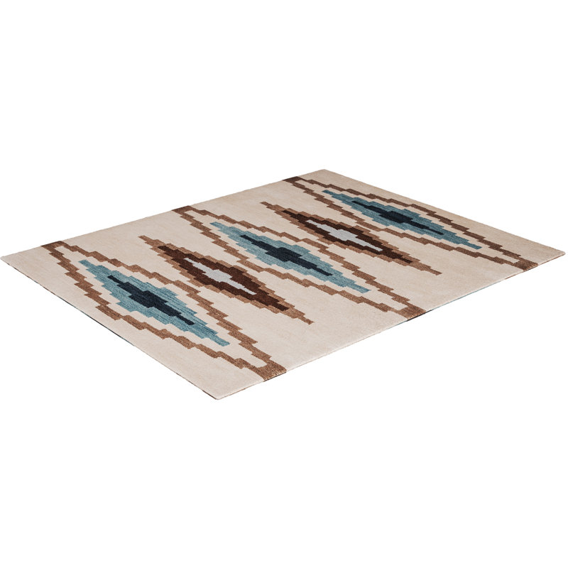 Tapis ivoire / brun / bleu Nona, Rectangle 9 pi x 12 pi