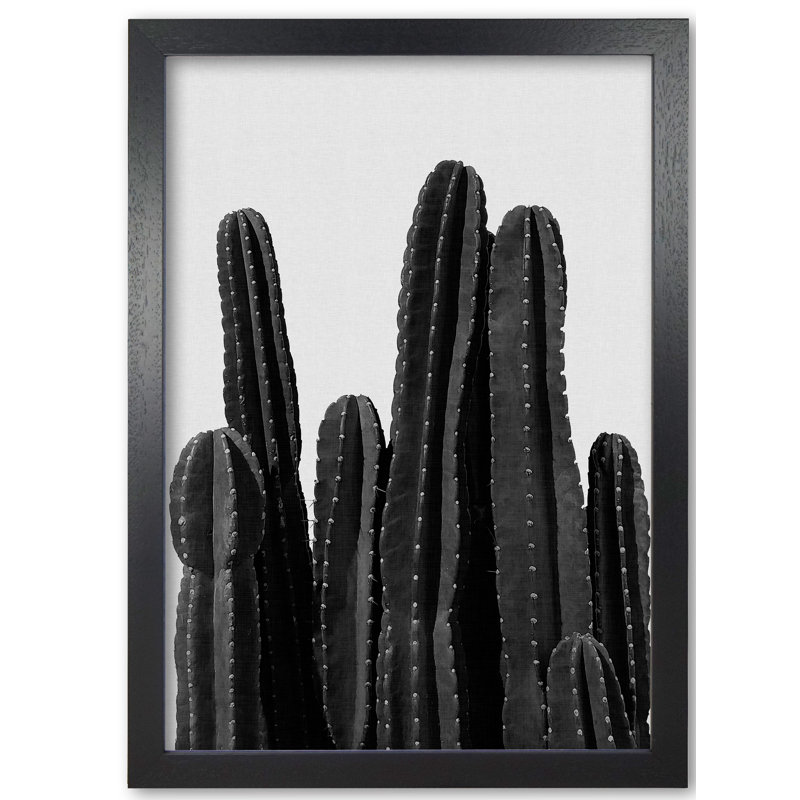 Cactus - Print, 30 cm H x 21 cm W x 5 cm D, Black Grain Frame