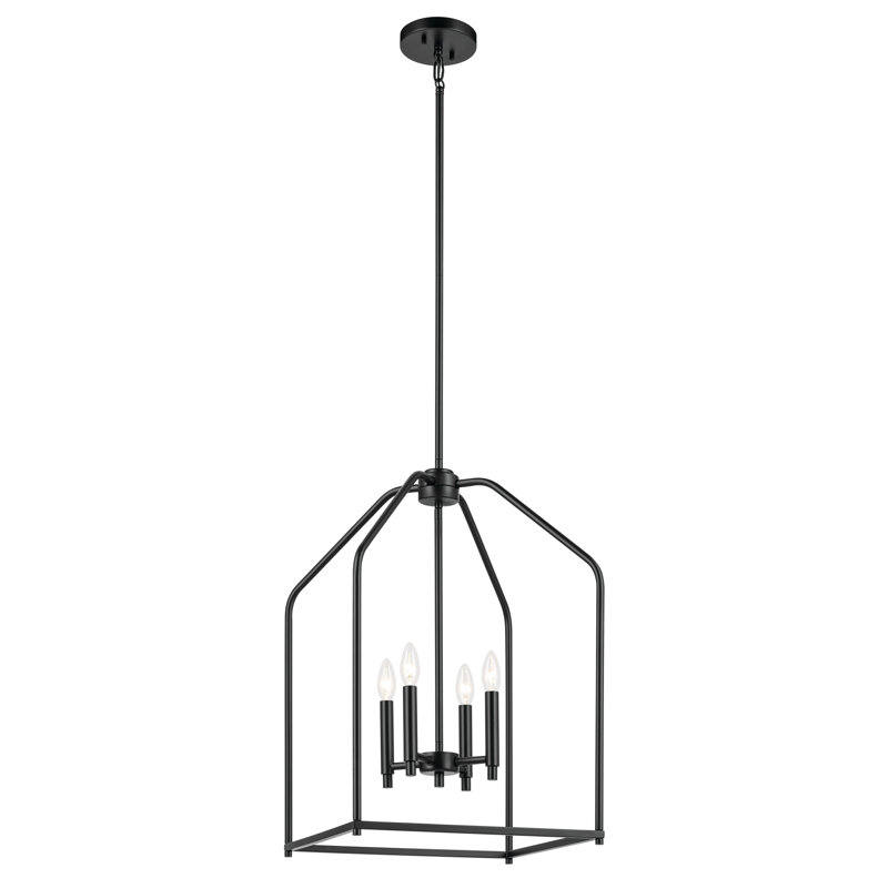 Luminaire suspendu 4 lumières 25,5 "25,5", Noir satiné