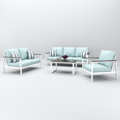 Ronquillo 4 Person Seating Group With Sunbrella Cushions by Birch Lane