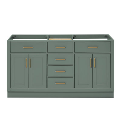 Osoria 60'' Solid Wood Double Bathroom Vanity Base Only, Base Cabinet without Top