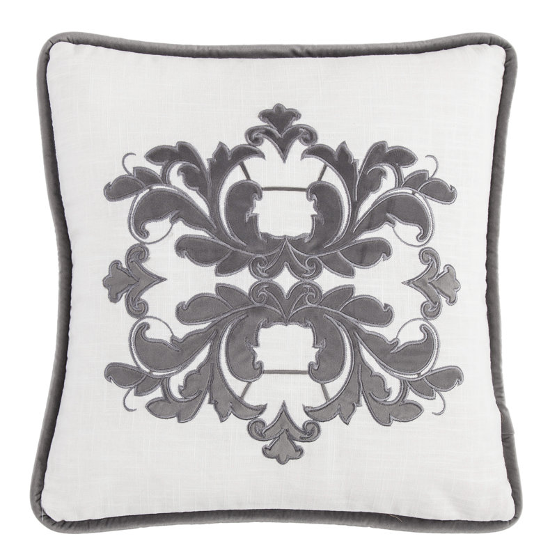Coussin Madison, Blanc / Gris
