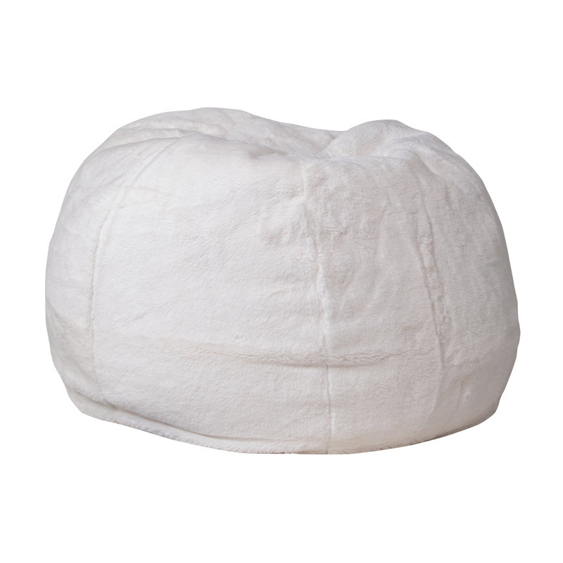 Fauteuil à billes en coton Classic, Petit, Fourrure blanche
