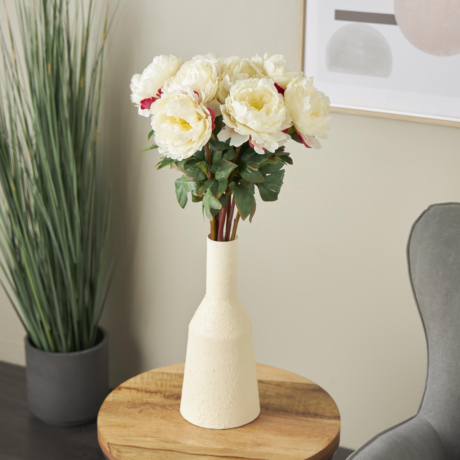 Dahlia Floral Stems, 31" H x 15" W x 13" D, White