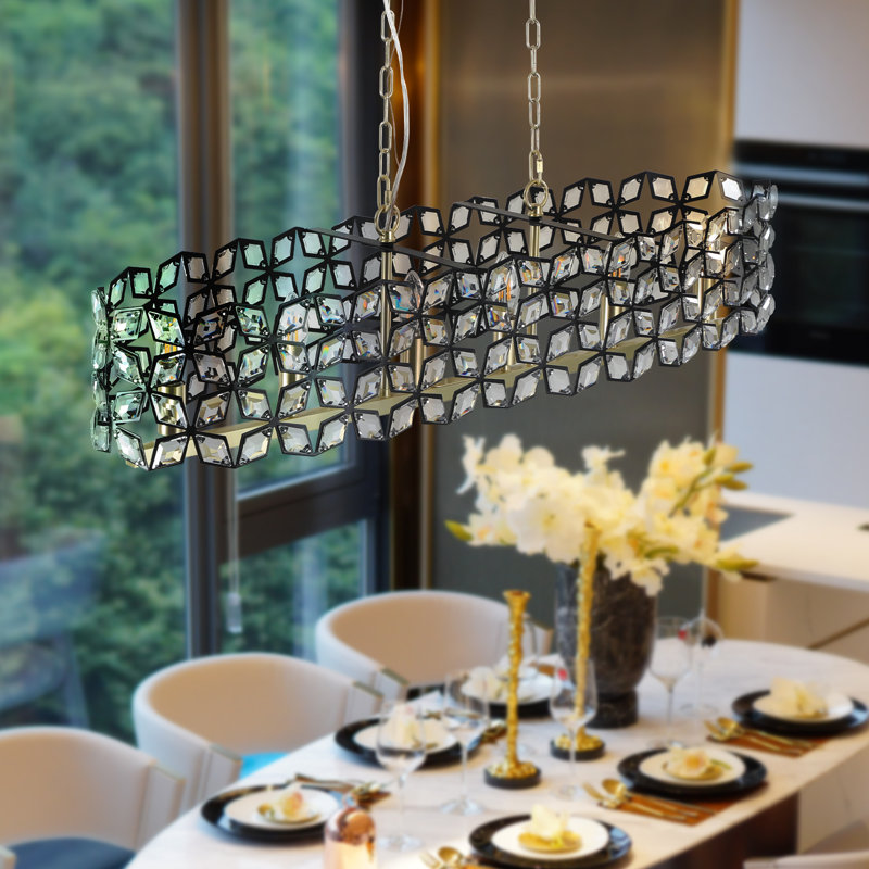 Lustre suspendu contemporain 39 "en cristal et or noir