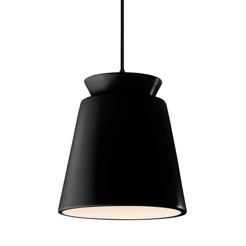 Luminaire suspendu conique à 1 lumière Logan, Noir mat carbone, Matte Black, Oui