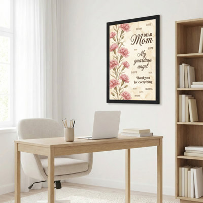 Art floral sur toile tendue à motif floral rose et roses pour la fête des mères ou la maison