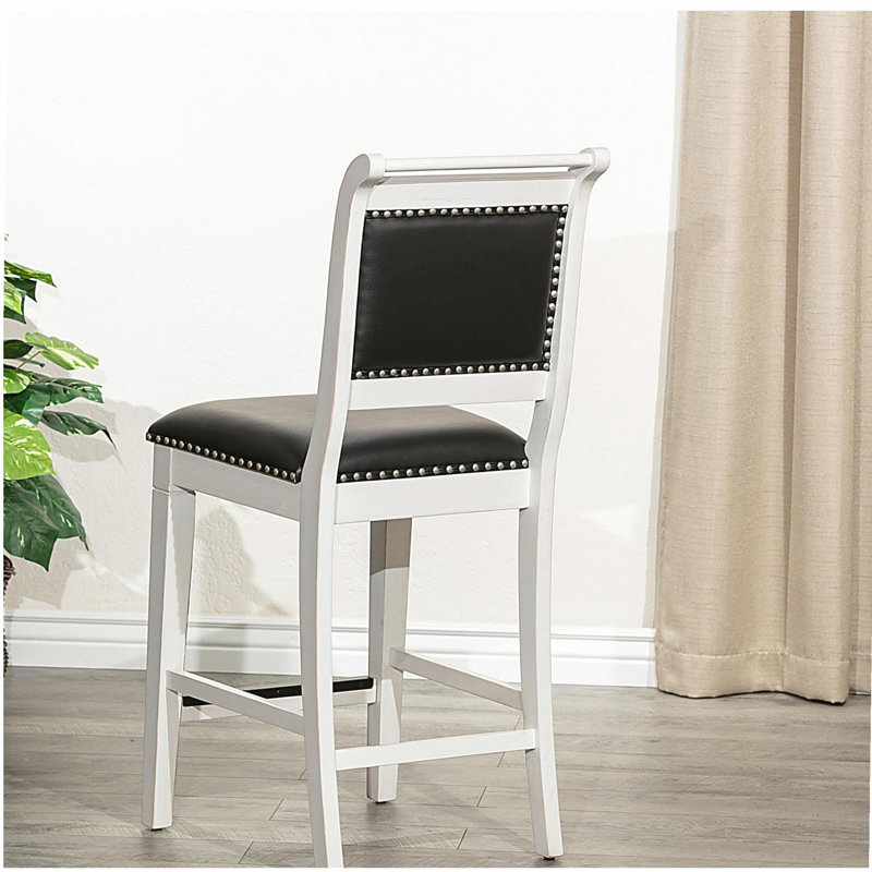 Tabouret de comptoir, finition blanc antique