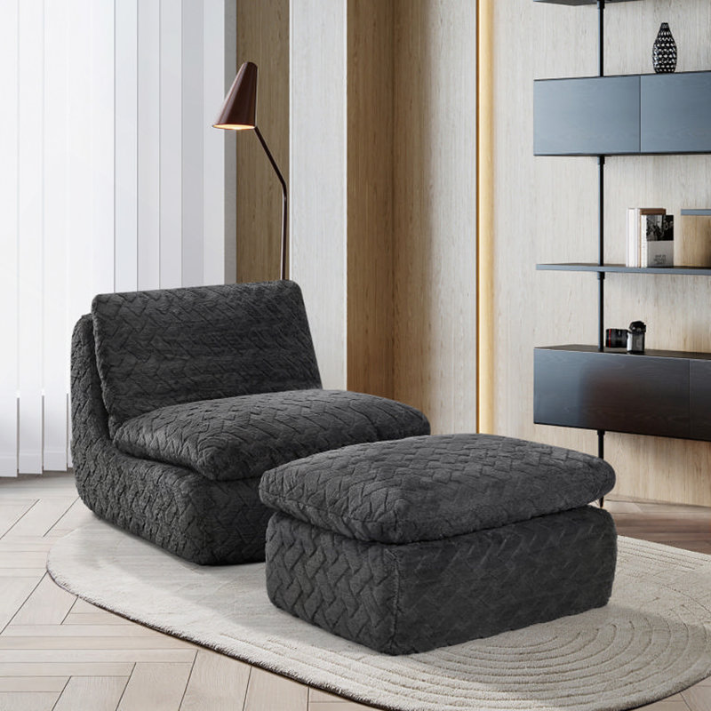 Fauteuil à compression complète avec repose-pieds Liyasi, Noir