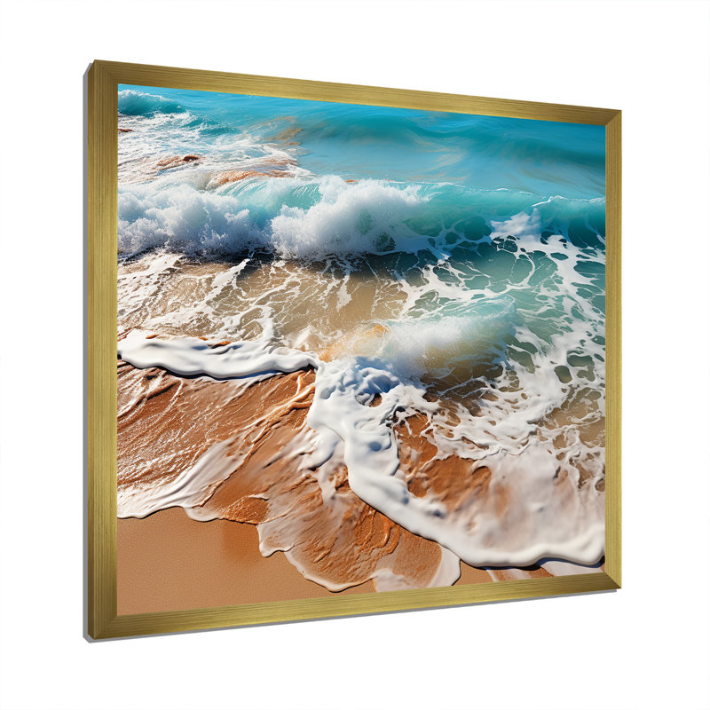 " Aerial Beach View Symphony ", Gold Picture Framed, 30" H x 30" W x 1" D