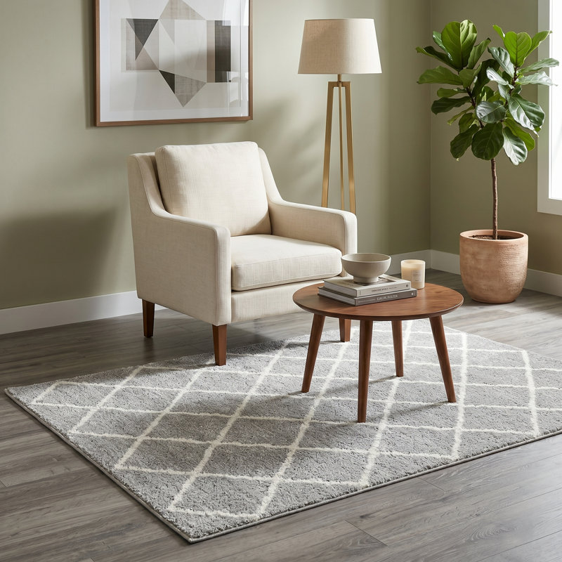 Tapis géométrique gris Lindell, Rectangle 3 pi 3 po x 4 pi 11 po