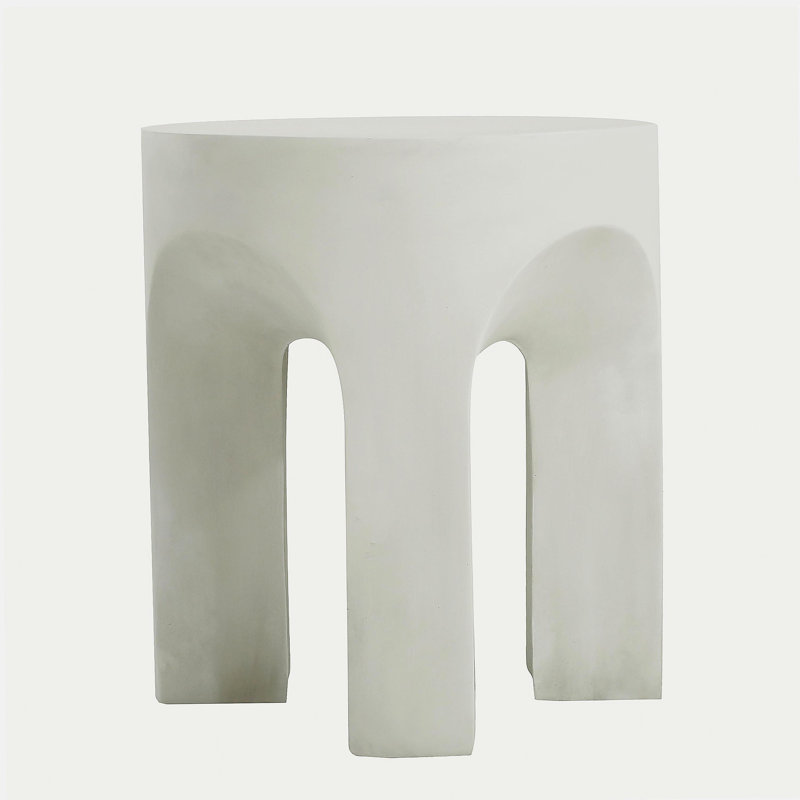 Table d'appoint / table de bout d'extérieur ronde MGO, table d'appoint de salon, blanc antique