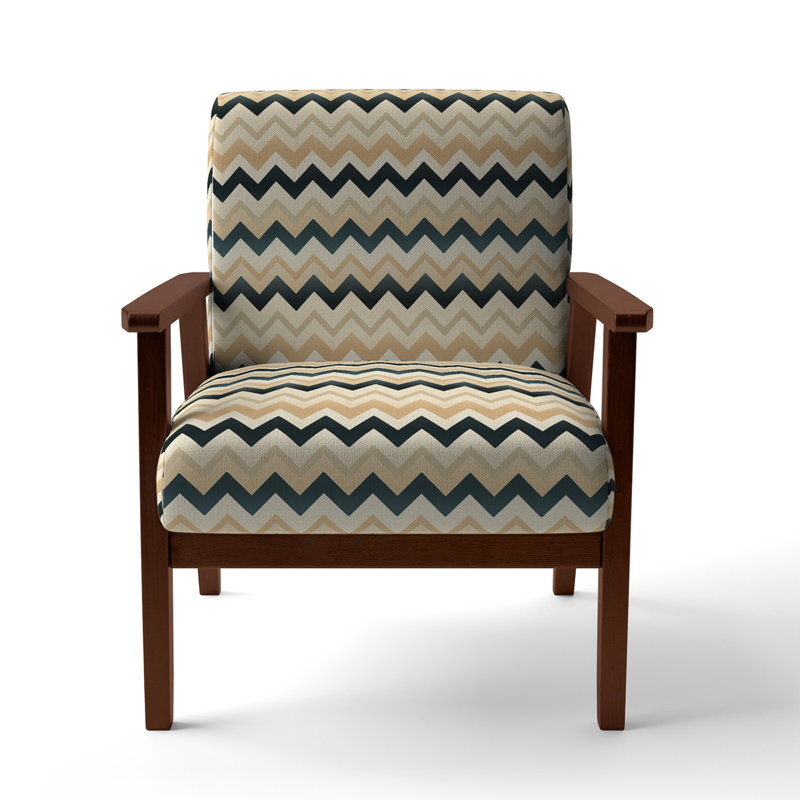 Cantina 23'' Wide Armchair, Beige/Black/White Polyester, Brown Square Arms