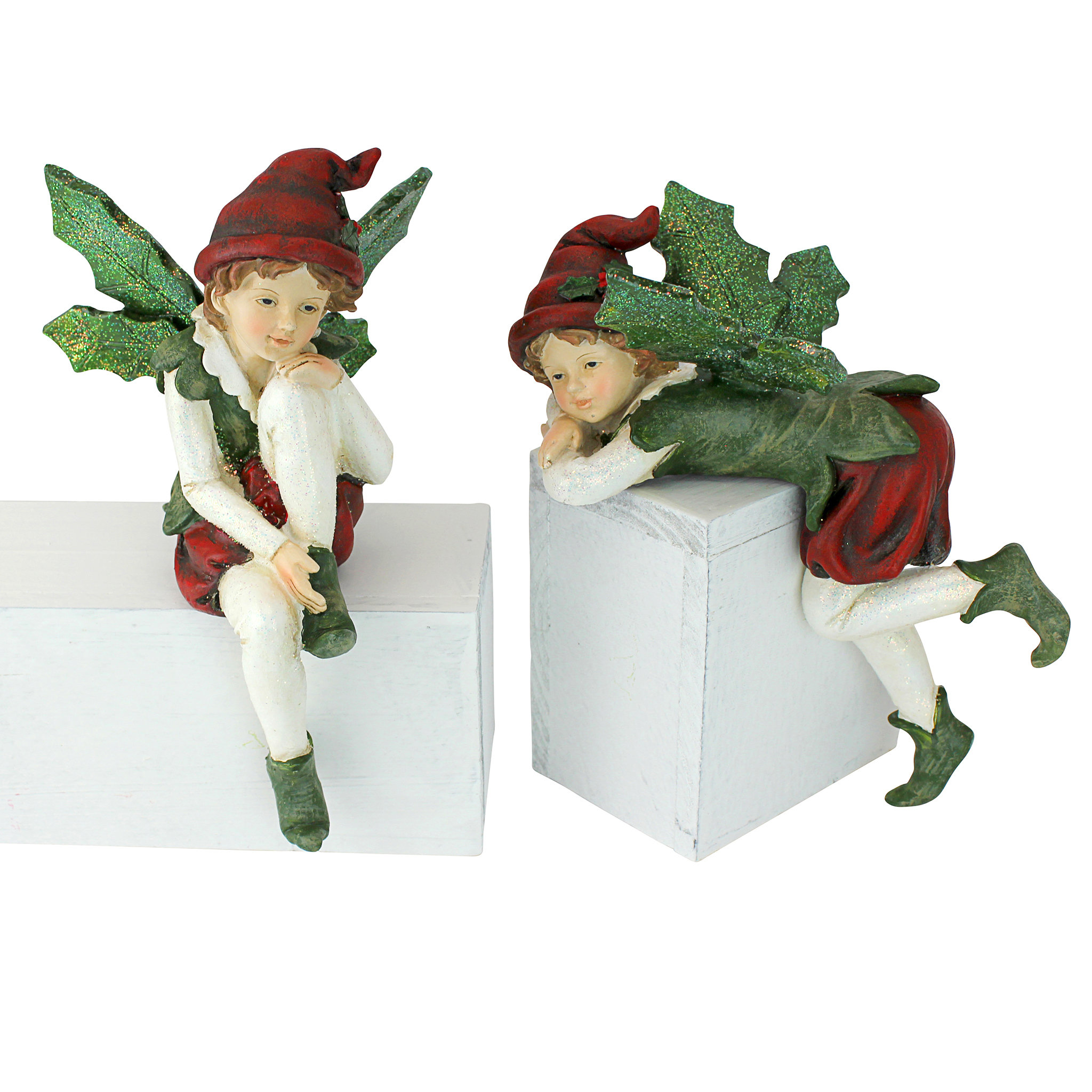 Design Toscano Santa's Christmas Elves Shelf Sitter 2 Piece Sculpture