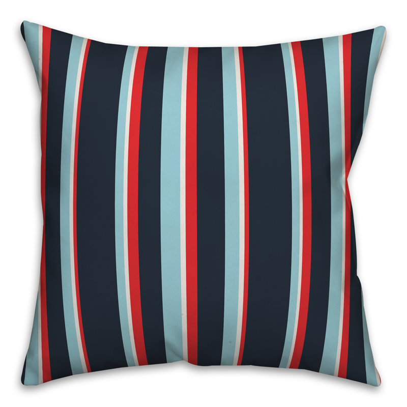  Coussin décoratif à rayures nautiques, 16 po x 1 po, Polyester / Bourre en polyester
