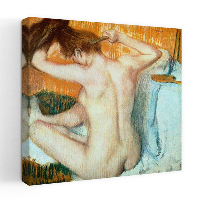 Femme peignant ses cheveux, art contemporain abstrait, H 18 po x l 18 po