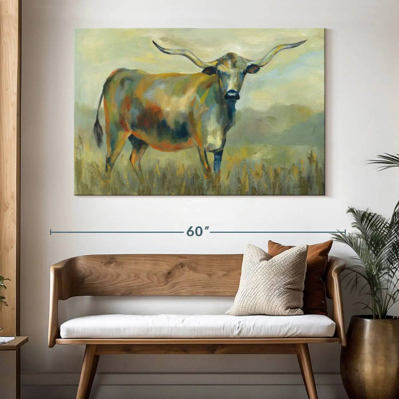 Vache Longhorn Brampt, H 34 po x l 51 po