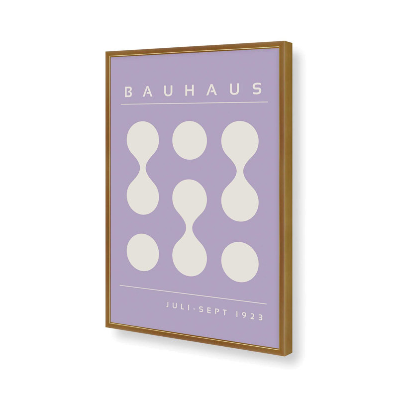 Mauve Bauhaus Flow II, H 37,25 po x l 25,25 po x P 1,25 po, Reproduction encadrée sans passe-partout, Or poli