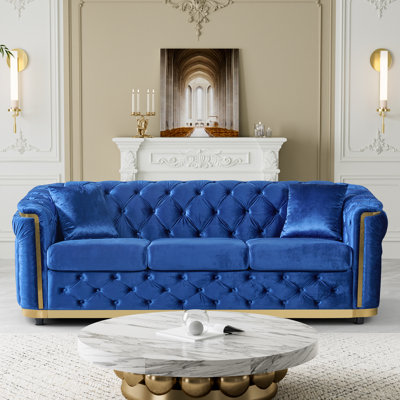 Canapé 85 po en velours Chesterfield