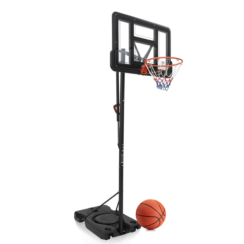 Panier de basketball portatif à hauteur réglable de 4,43 à 10 pi avec panneau arrière en PC, base stable et roues pour adultes