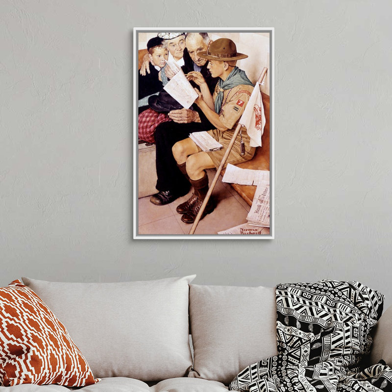 Art mural sur toile Norman Rockwell, H 38 po x l 26 po x P 1,75 po, Cadre flottant blanc