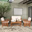 Jonanthan 4pcs Patio Solid Wood Furniture Set Conversation Coffee Table W/black Cushion-577211515