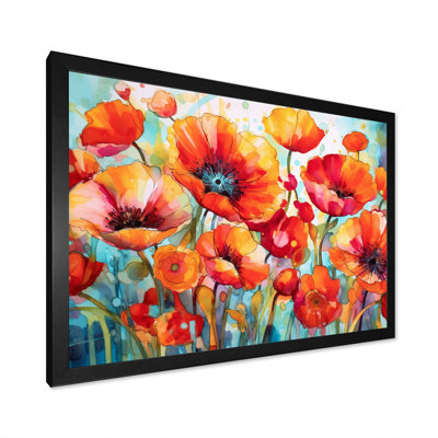 Brilliant Poppies V On Canvas Print