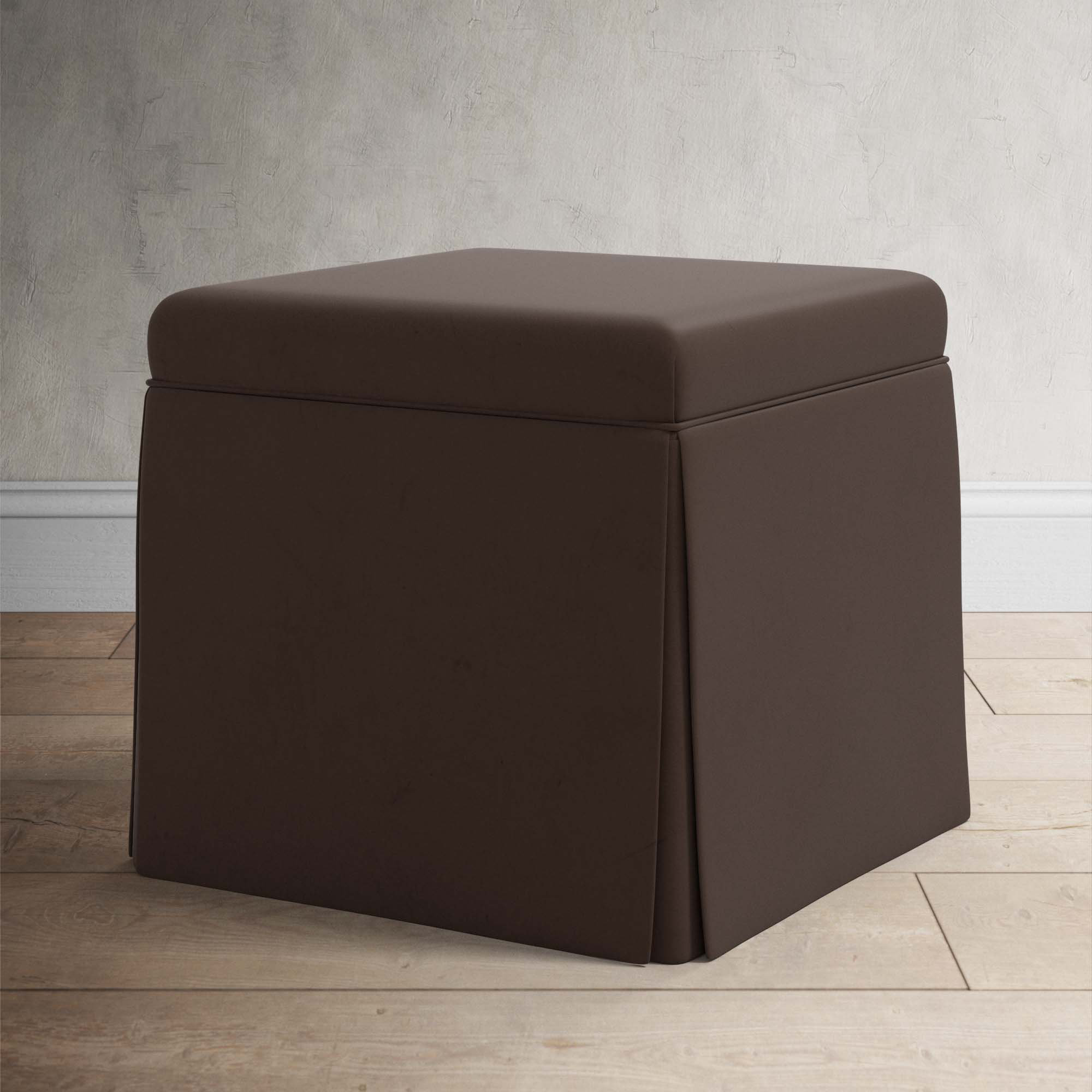 Bash Upholstered Storage Ottoman, Classic Chocolate Velvet