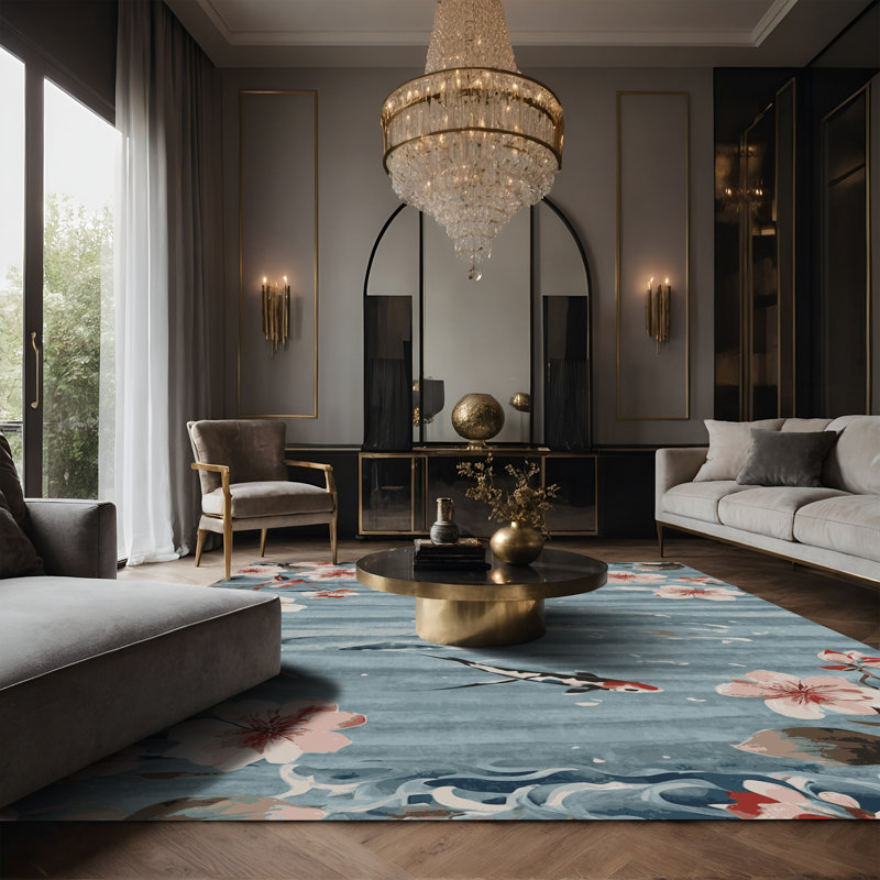 Tapis gris soyeux et moelleux, Rectangle 6 pi x 9 pi