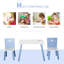 HOMCOM 3 Pcs Kids Table & Chairs Set Wood Legs Safe Corners Cute Stars Blue