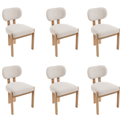 Ensemble de 6 chaises de salle à manger modernes avec coussins rembourrés confortables et pieds en bois