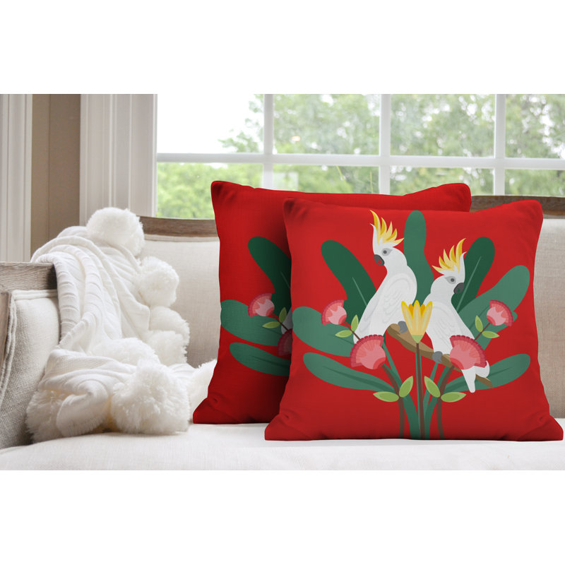 Oreiller carré intérieur / extérieur Kookoo, L 19 po x H 19 po, Rouge