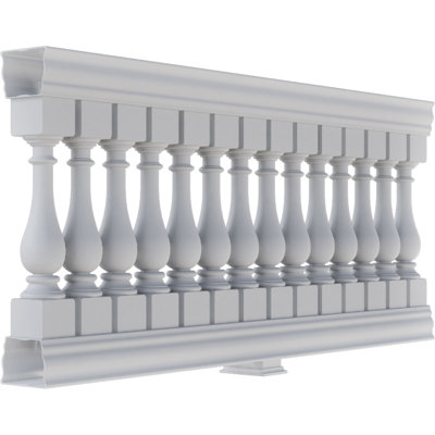 Fiberthane 700 Series Legacy Unassembled Balustrade Railing Kit, 38 1/2" Overall Height x 7'L. Kit includes (14) 5"W x 26"H Legacy Balusters, (1) 84"L Top Rail, (1) 84"L Bottom Rail, (4) Railing Installation Brackets & 1 Support Block