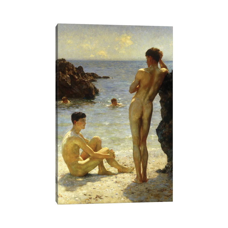 Lovers Of The Sun by Henry Scott Tuke - Wrapped Canvas Painting, 20.32 cm H x 30.48 cm W