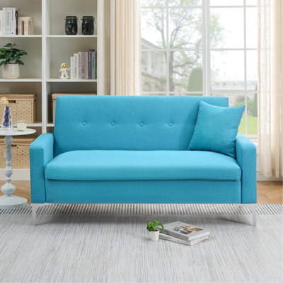 57-Inch Comfortable Double Sofa: With Built-In Storage Function, It Is Suitable For Living Rooms, Apartments And Home Offices, And Can Also Play With Practical Aesthetics In Small Spaces,Blue
