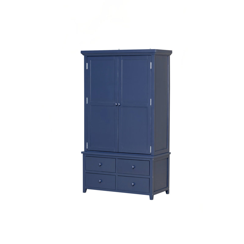 Grande armoire de rangement autoportante en bois, Bleu