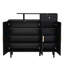 Armoire à chaussures Adonis Chic avec façade arquée et tiroir. Noir, tablettes réglables, grand espace de travail, portes de rangement noires en panneau de particules. Grand bureau, construction-121183762