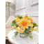 Faux Peony Floral Arrangement In Square Glass Vase