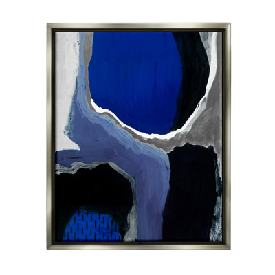 Abstrait, art mural bleu cobalt, gris, noir sur toile par Studio W